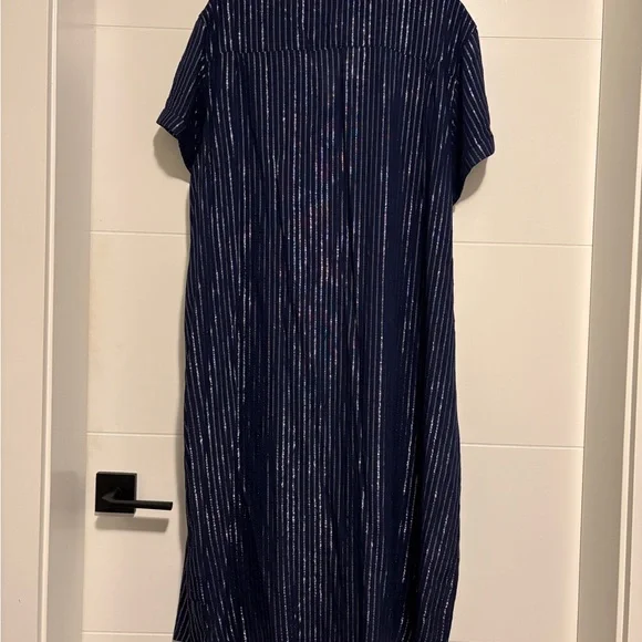 Wildfang Empower Shirt Dress - Navy Metallic Stripe - Picture 4 of 9
